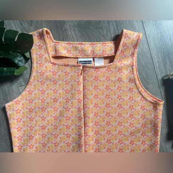 Vintage 90s Xhilaration Orange & Pink Zipper Front Sheath Mini Dress USA Size M - Picture 2 of 12